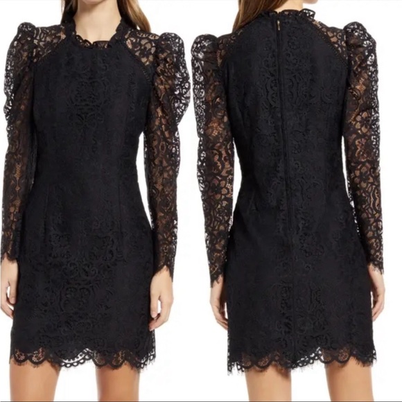 Lilly Pulitzer Averi Lace Embroidered black mini mock neck long sleeve size 00 - Picture 6 of 11